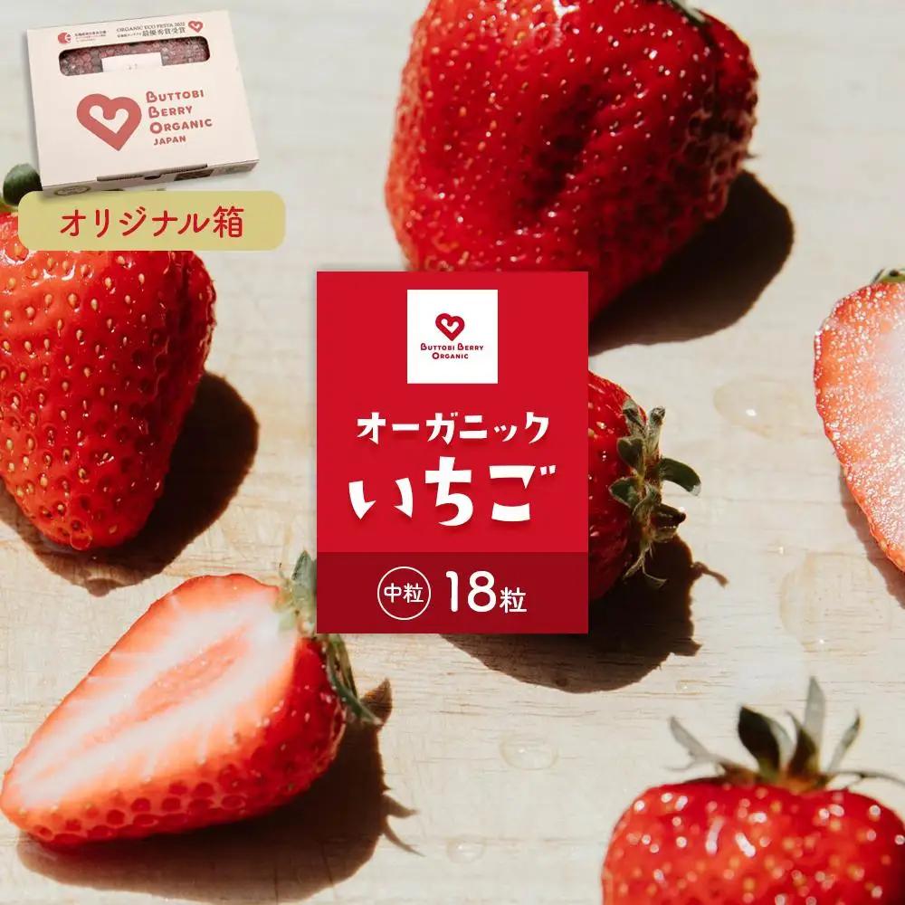 とくしまオーガニックいちご 中粒18粒（約380g）１箱