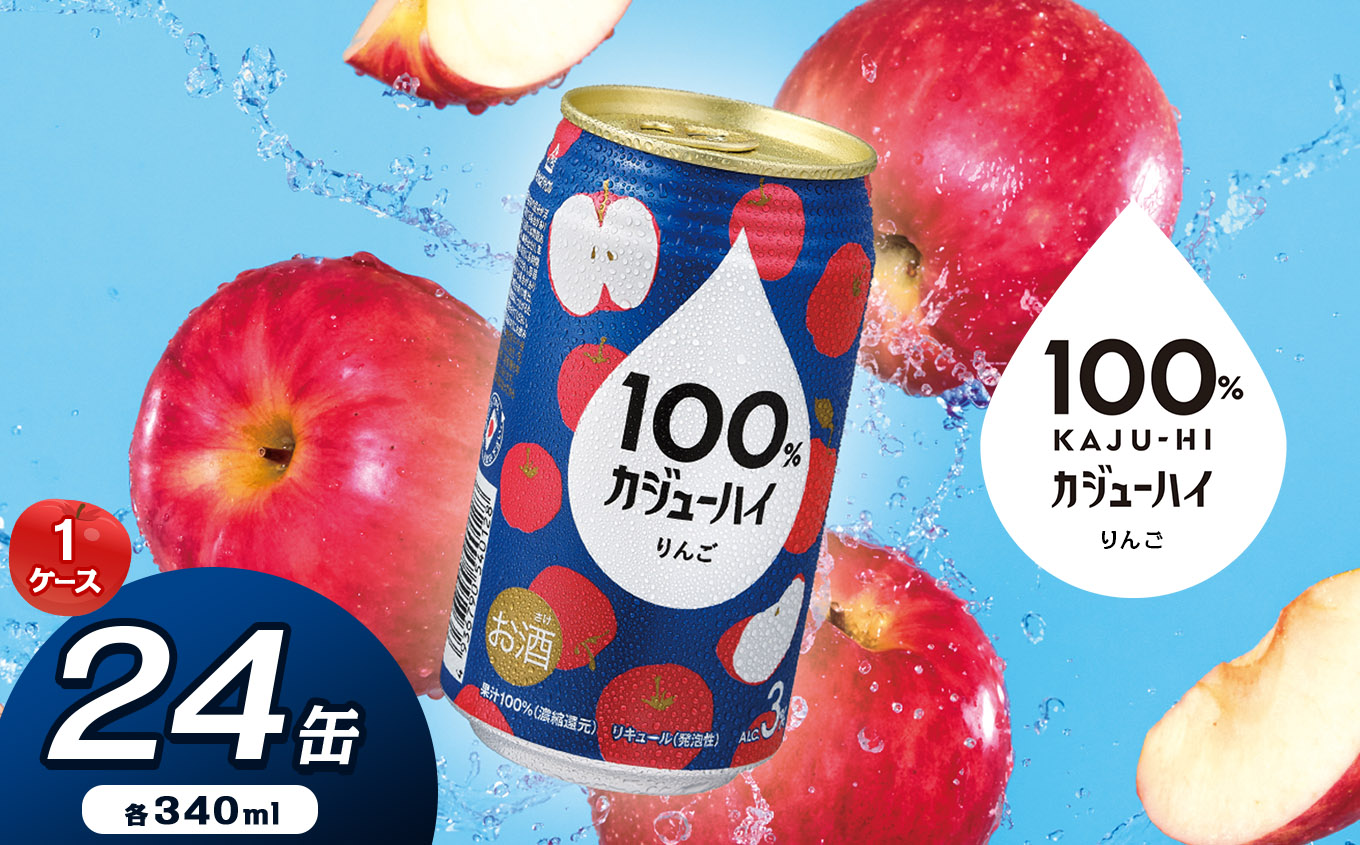 100％カジューハイりんご 340ml × 24本 | ふるさと納税 缶チューハイ 缶酎ハイ りんご 3％ カロリー低い 喉越し 爽快 爽やか 洋酒 人気 酎ハイ サワー パーティー 送料無料 下野 栃木