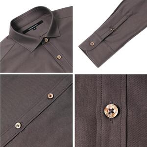 DJS-767 decollouomo メンズドレスシャツ 長袖（生地／オーヴァーチュア）モードタイプ エベーヌグレー／SMサイズ