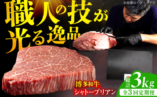 【3回定期便】博多和牛 ヒレ シャトーブリアン 200g×5枚 牛肉 にく ステーキ お歳暮 お中元 贈答用 シャトーブリアン ヒレ ヒレステーキ 赤身 父の日 母の日 敬老の日 広川町 / 久田精肉店株式会社 [AFBV030]