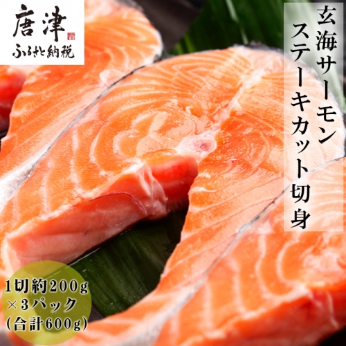 玄海サーモンステーキカット切身 200g×3パック(合計600g) おさかな村 お弁当 おかず 「2022年 令和4年」