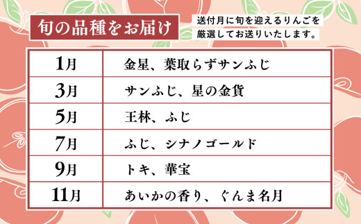  【5月発送開始】隔月配送　定期便６回　特選　甚八りんご　３kg　【マルジンサンアップル　5月　7月　9月　11月　1月　3月　青森県産　平川市　りんご　3kg　特選　贈答用】