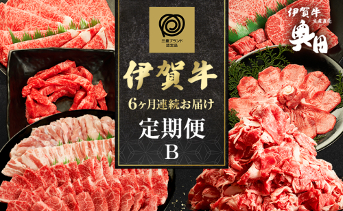 伊賀牛 定期便 6ヶ月 霜降り 三重県 名張市 オクダ 和牛 国産牛 お取り寄せ ギフト 贈り物 高級 産直 毎月 ユッケ タン 黒毛和牛 グルメ 食通 肉好き 毎月届く 贅沢 A5 A4 産地直送