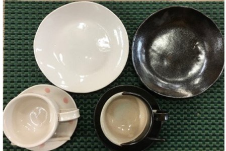 【悠工房】陶器セット コーヒーカップ ソーサー ケーキ皿 おうち時間 贈り物 贈答 福祉施設製品 SDGs ギフト プレゼント らくらく窯 陶器セット 熊本 阿蘇 小国郷 小国町