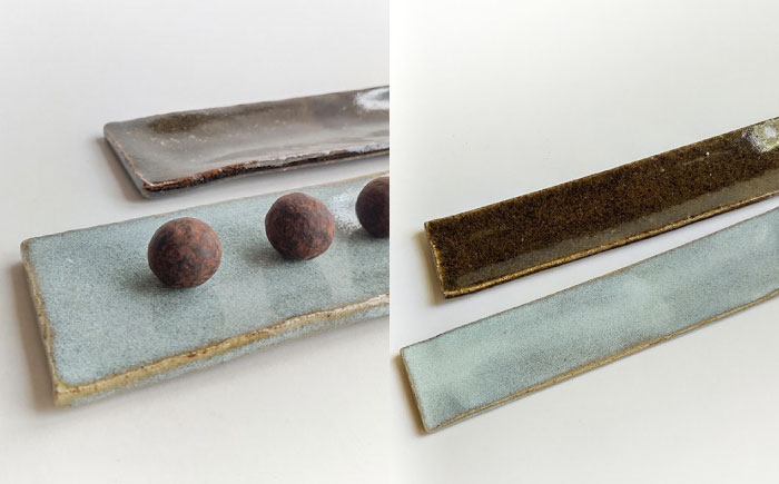 灰釉細ながーい皿２枚セット　陶器　うつわ　お皿【うつわの行方】 [AKGG003]