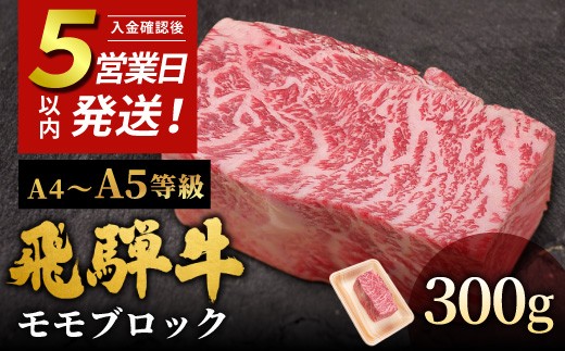 
                  【5営業日以内発送】飛騨牛 A4~A5等級 ももブロック 300g 岐阜県産 A4 A5 黒毛和牛 かたまり ローストビーフ ステーキ  ブロック 赤身 牛肉 牛 国産 お取り寄せ ごちそう 自宅用 和牛 小分け 最短発送 肉のひぐち
                