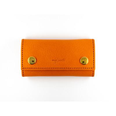 ふるさと納税 大川市 maf pinto キーケース カード収納付 本革 オレンジシュリンク
