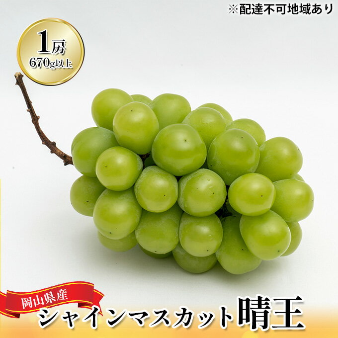 【ふるさと納税】ぶどう 2026年 先行予約 シャイン マスカット 晴王 1房 （1房670g以上） 化粧箱入り マスカット ブドウ 葡萄 岡山県産 国産 フルーツ 果物 ギフト 贈答品 高級 大粒 種無し 贈り物　お届け：2026年8月下旬～2026年10月下旬