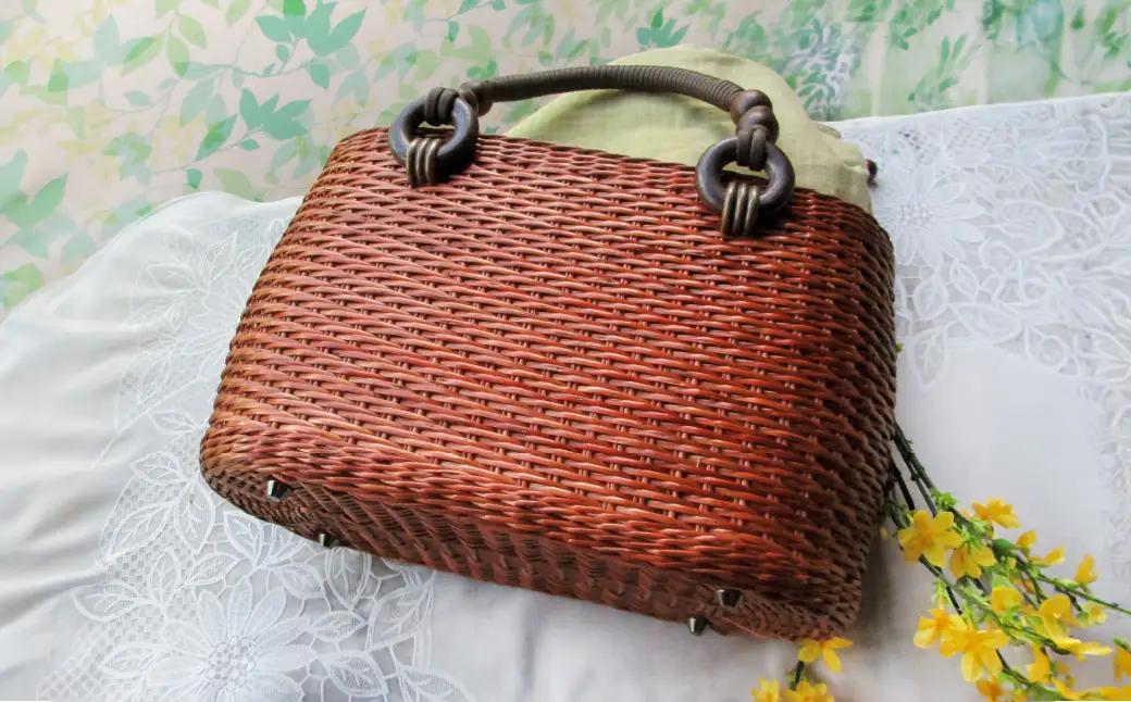 かごバッグ 柳かご（大） / 籠バッグ 豊岡 杞柳細工 伝統工芸士作 伝統工芸品 柳染め かご バッグ カバン 自家栽培 柳 天然素材 高級 おしゃれ 和テイスト 大人 手作り ハンドメイド 日本製 
