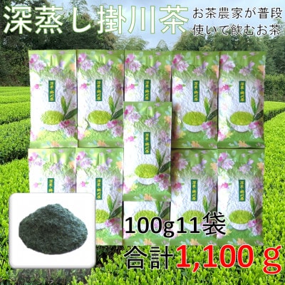 【産地直送】お茶農家が普段使いで飲むお茶　1番茶100%深蒸し掛川茶100g×11袋　合計1.1kg【配送不可地域：離島・沖縄県】