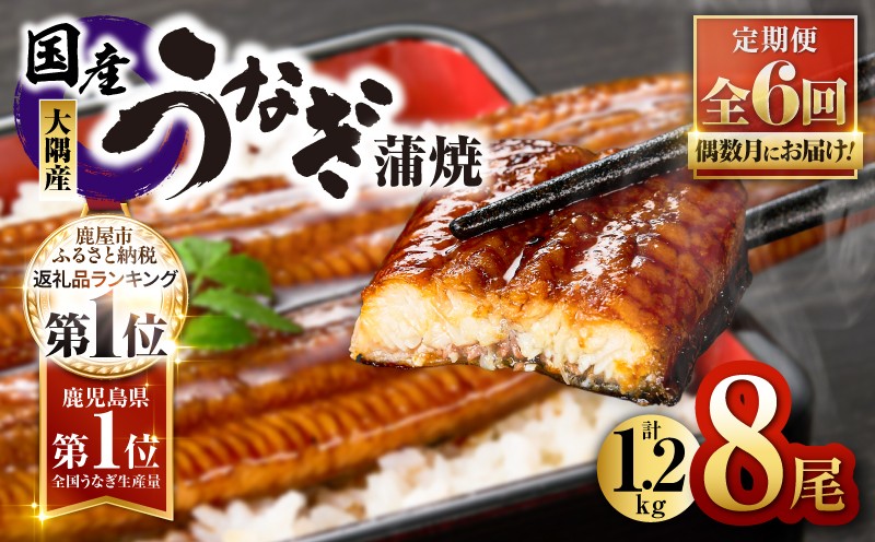 
            2083-1 鹿児島県大隅産うなぎ蒲焼8尾（1.2kg）【6ヶ月定期】　KN007-T05
          