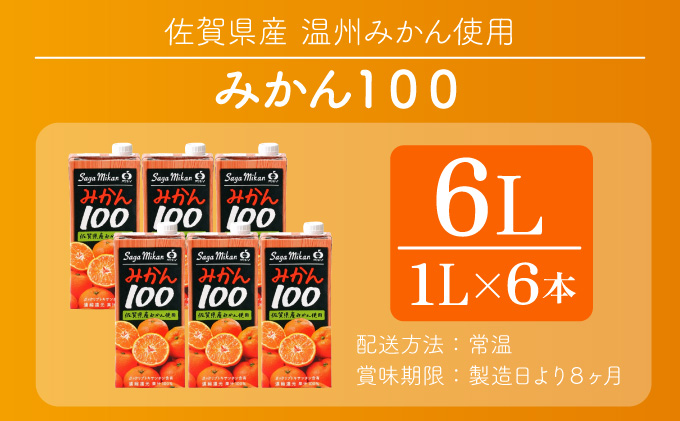みかん100 1L×6本【C-706-RN】
