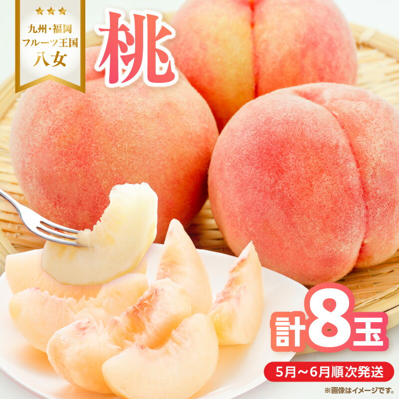 【ふるさと納税】【2026年5月下旬〜6月発送】九州・福岡フルーツ王国八女から直送！桃 8玉入り＜配送不可：北海道・沖縄・離島＞ 県 八桃 もも モモ フルーツ くだもの 果物 産地直送 ジューシー 家庭用 自宅用 家族団らん デザート スイーツ作り 福岡女市