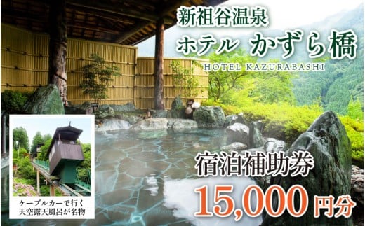 ホテル 宿泊券 15,000円分 新祖谷温泉 ホテルかずら橋 宿泊補助券 徳島県 三好市 みよし 温泉 祖谷温泉 ケーブルカー 温泉旅館 宿泊チケット 露天風呂 かずら橋 観光 絶景 温泉旅行 宿泊ギフト 人気 温泉宿 旅行券 観光スポット クーポン 旅行 温泉地 おすすめ