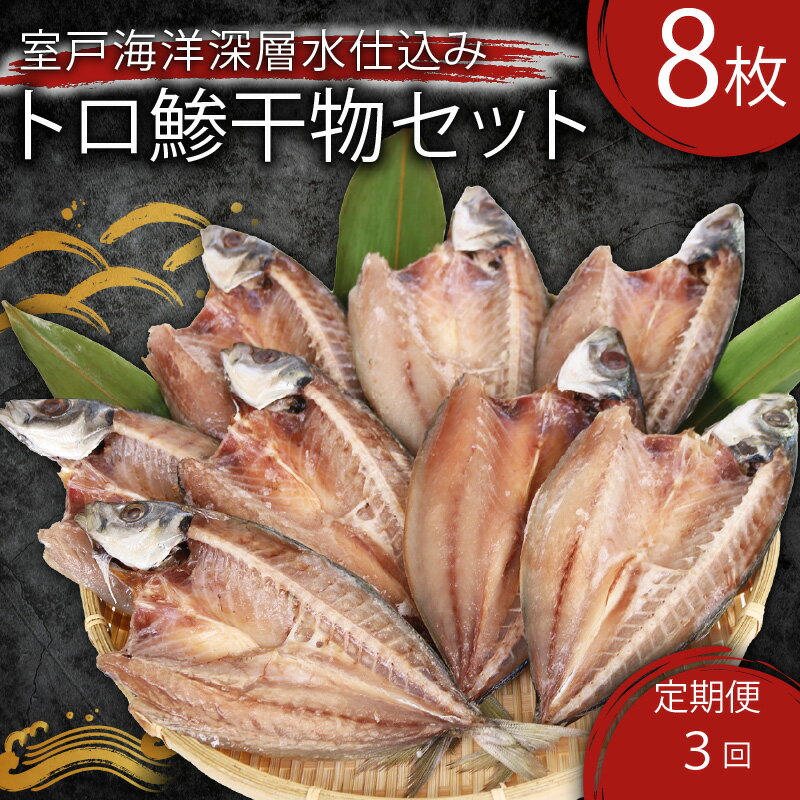 【ふるさと納税】 高知県 室戸市 アジ 干物 3回 定期便 鯵 あじ 8枚×3回 合計24枚 室戸海洋深層水仕込み 脂乗り抜群 国産 魚介 海鮮 ひもの 冷凍 惣菜 人気 ギフト ご飯のおかず 酒の肴 BBQ キャンプ 送料無料