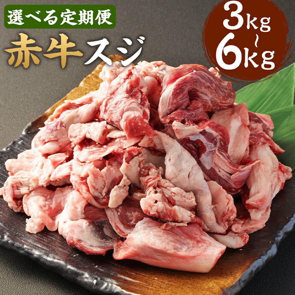 【ふるさと納税】【選べる定期便】赤牛スジ 1回あたり約1kg×1パック 3ヶ月／6ヶ月 計約3kg 計約6kg あか牛 和牛 牛肉 肉 お肉 牛すじ 牛筋 牛スジ すじ肉 スジ肉 煮込み カレー 料理用 冷凍 お取り寄せ グルメ 九州 熊本県 水上村 送料無料