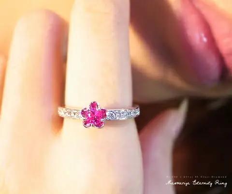 指輪 天然 ダイヤモンド 0.18ct ルビー 0.23ct フラワー SIクラス【pt950】r-31（KRP）O4-1411