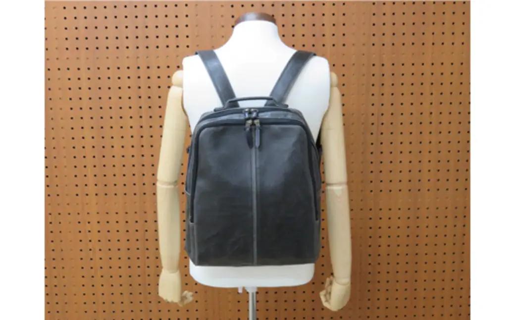 レトロリュック (No.4990-01) ブラック / 木和田 リュック リュックサック 2層式 仕分け収納 白化合皮 ポケット ペットボトルホルダー 高級 かばん カバン バッグ 鞄 手作り メンズ