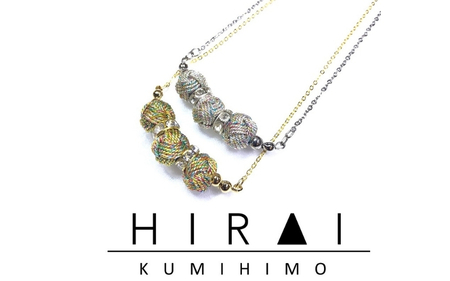 組紐ネックレスミニ小田巻3個八千代金【hrkz0021-1】