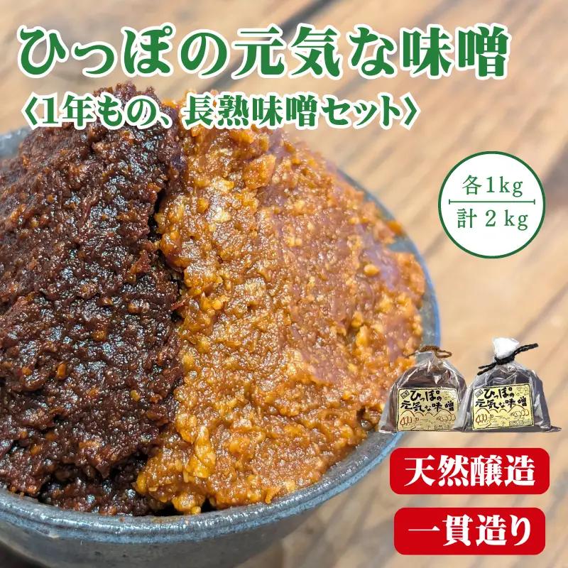 ひっぽの元気な味噌2kgセット（一年味噌・長熟味噌）各1kg【43001】