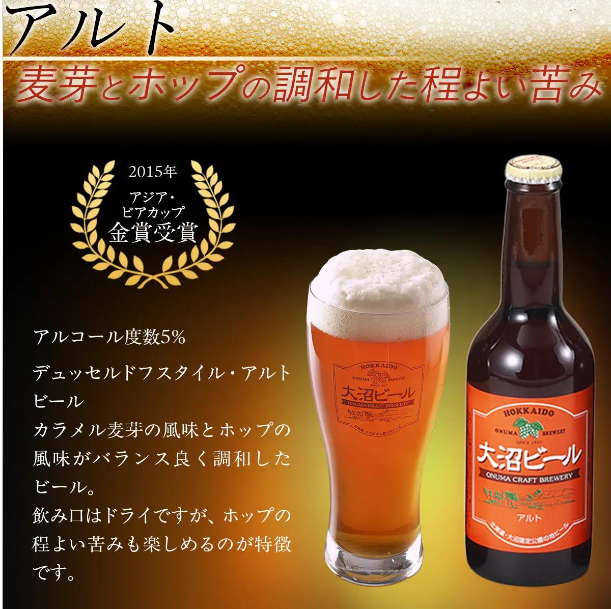  大沼ビール1L2本＋スタウト330ml3本 麦芽の香ばしさが、コーヒーを思わせる黒ビール！ NAH011
