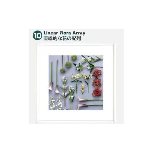 日比谷花壇のフラワーフレームアート Linear Flora Array（直線的な花の配列） ソフケン アルミフレーム 25x25cm アートポスター ポスターフレーム 花ポスター インテリア おしゃ