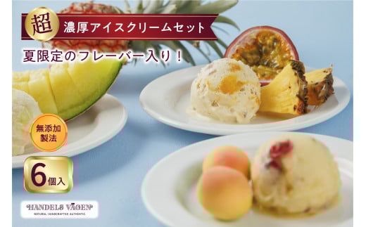 ハンデルスベーゲン 無添加アイスクリーム / 季節の６個セット【夏】季節限定 メロン 梅 パイン 北海道牛乳 マカダミアキャラメルココナッツ チョコミント