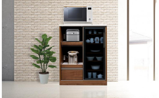 
                  【開梱設置】 スパーク キッチンカウンター 幅90cm キッチン収納 レンジ台 完成品 大型レンジ対応 完成品幅 スライド ブラウン ナチュラル 大川家具
                