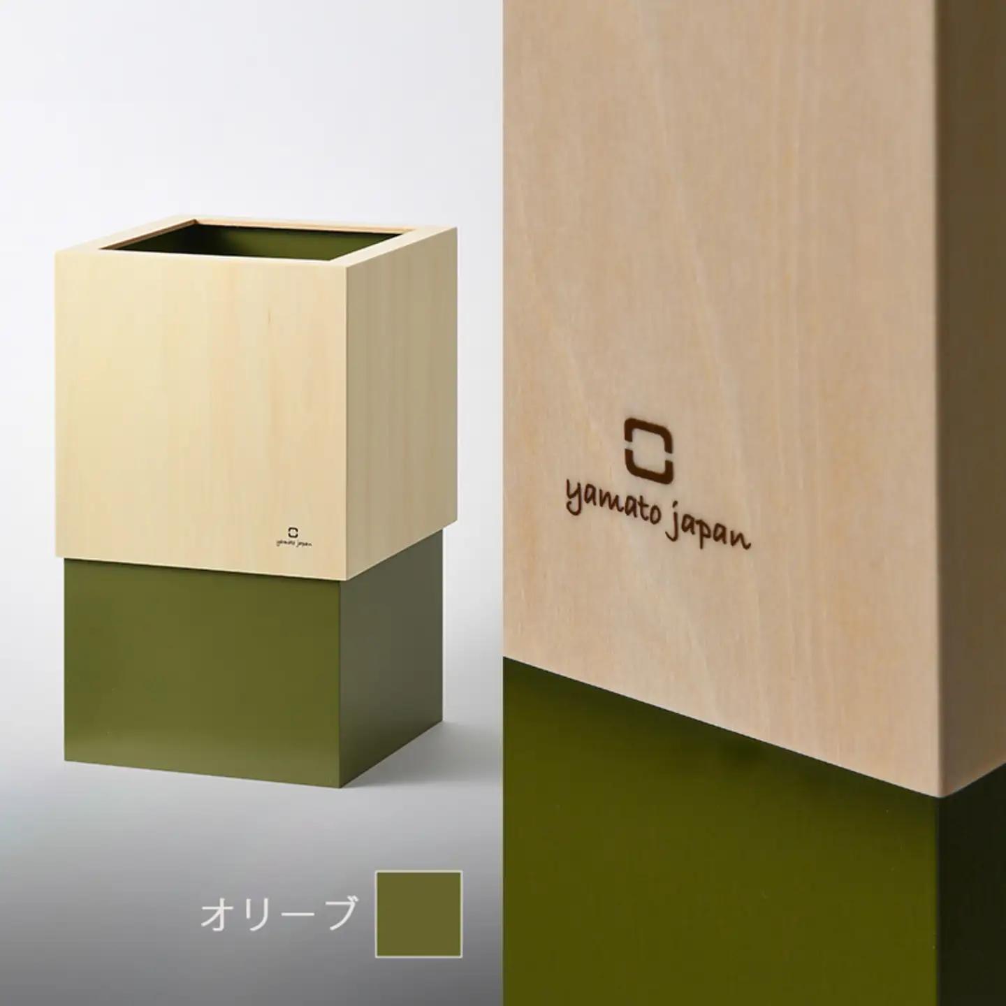 漆器木地屋さんが作る木工品『W CUBE（ダストボックス）』オリーブ越前漆器 和モダン