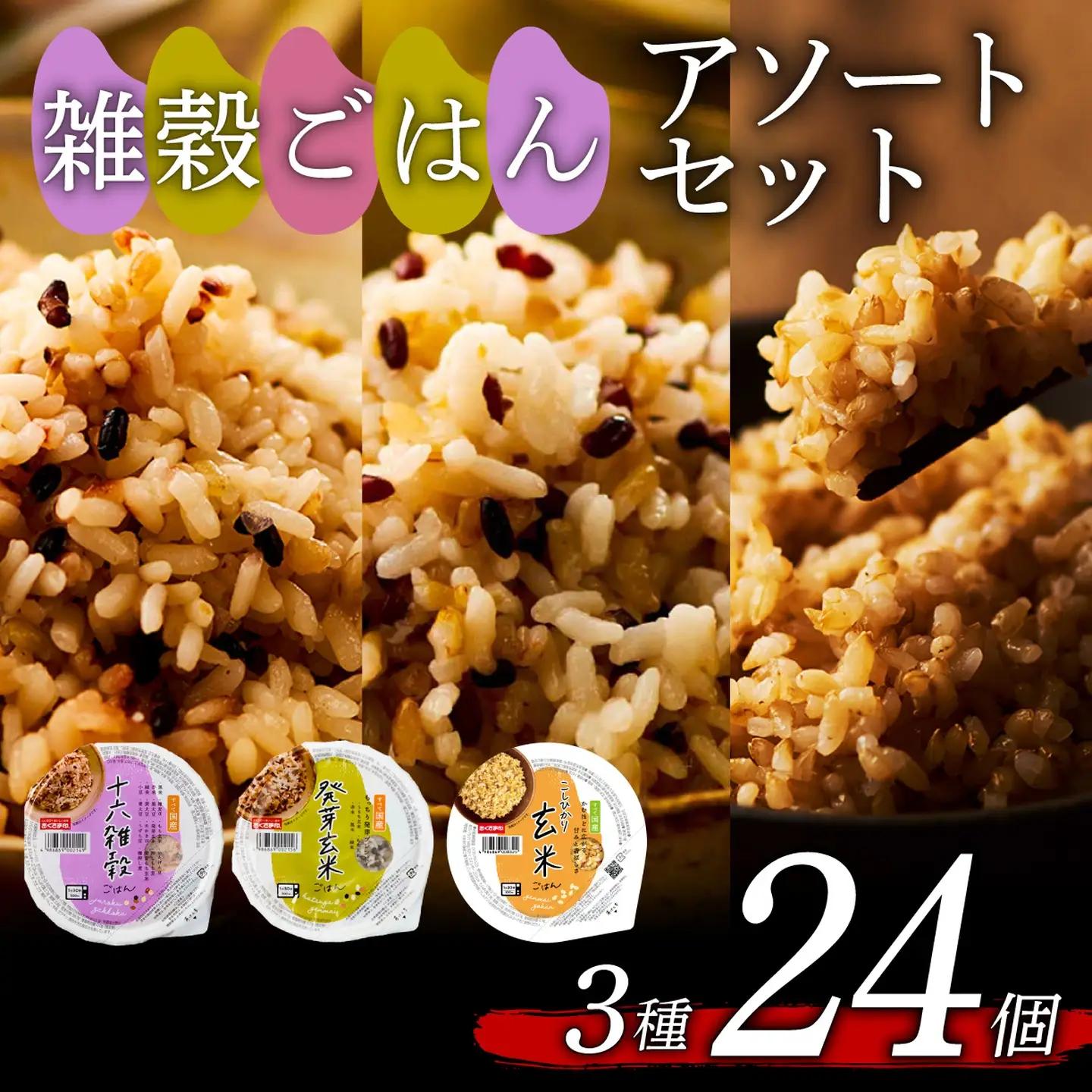 【玄米 雑穀米】 国産100% 3種セット 160g 24個 パックご飯 食べ比べ 雑穀