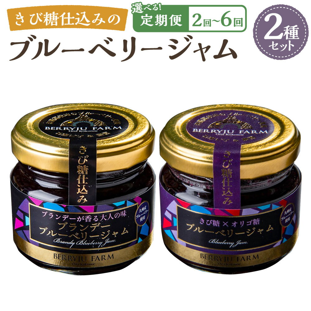 【ふるさと納税】【選べる定期便】きび糖仕込みの ブルーベリージャム 2種 セット 1回あたり計180g（90g×2瓶） 2ヶ月毎 3ヶ月毎 6ヶ月毎 ブランデーブルーベリージャム フルーツ くだもの 果物 果実 ヨーグルト パン 朝食 国産 九州産 大分県 九重町 送料無料