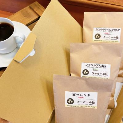ふるさと納税 飯塚市 楓ブレンド・トラジャランテカルア中煎り・ブラジルブルボン深煎り　豆セット