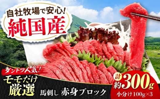 『純国産』熊本の味 赤身 馬刺し 約300g ブロック / 熊本 馬刺し ばさし バサシ 馬肉 赤身 国産 ヘルシー 冷凍 【有限会社 九州食肉産業】 [AYCN026]