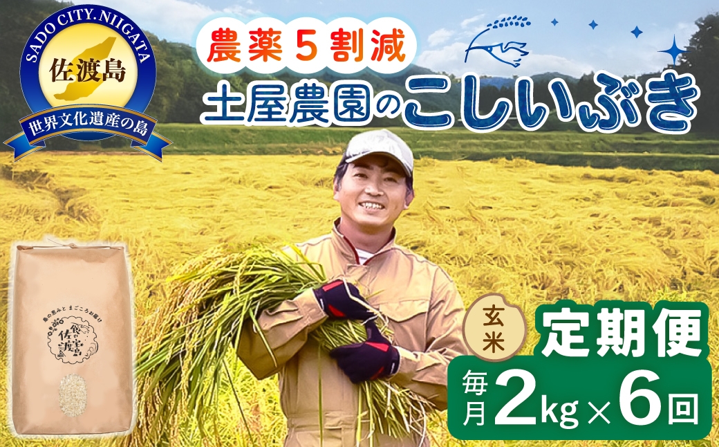 
                  【定期便 令和8年産新米 6か月】 佐渡島産こしいぶき 玄米 2kg 令和8年産新米 栽培期間中農薬5割減/農薬5割減 土屋農園 | 新潟県産こしいぶき 新潟産こしいぶき 佐渡産こしいぶき こしいぶき お米 米 玄米 げんまい おこめ コメ 2キロ にいがた さど 新潟県 佐渡市
                
