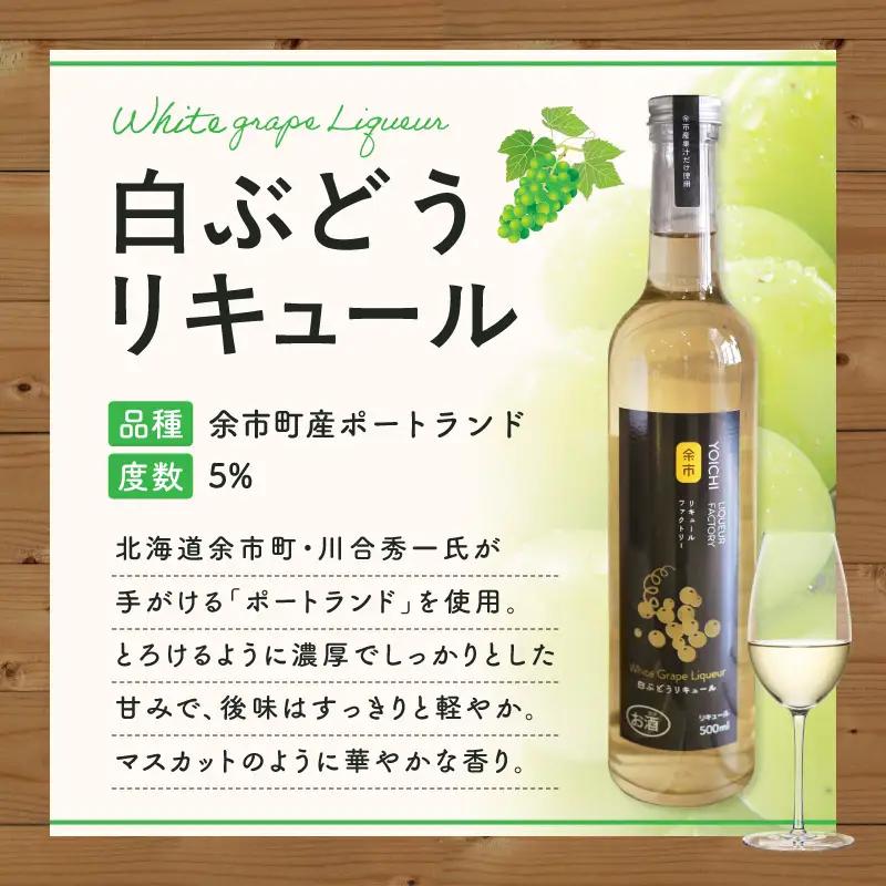 白ぶどうリキュール（ポートランド） 500ml ソーダ割り甘口 果実のご褒美 北海道余市産ぶどう使用_Y118-0004