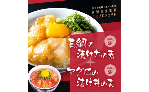 【CF-R5cbs】 「真鯛の漬け丼の素」1食80g×5P＋「マグロの漬け丼の素」1食80g×5P《迷子の真鯛を食べて応援 養殖生産業者応援プロジェクト》