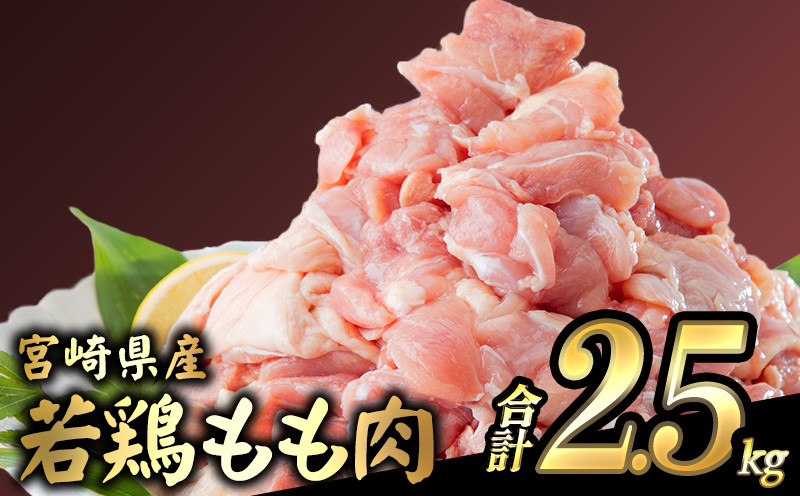 
宮崎県産若鶏 もも肉 2.5kg（250g×10パック）※小分け・カット済・真空冷凍_M146-008_01
