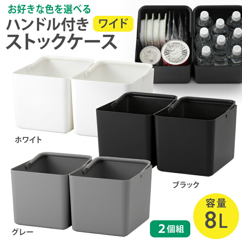 【ふるさと納税】 ハンドル付きストックケース ワイド 2個組　LBK-52 2P (3色からお好きなカラーが選べる) ／ ホワイト グレー ブラック キッチン用品 ストックケース 米びつ お米ストック ライクイット like-it