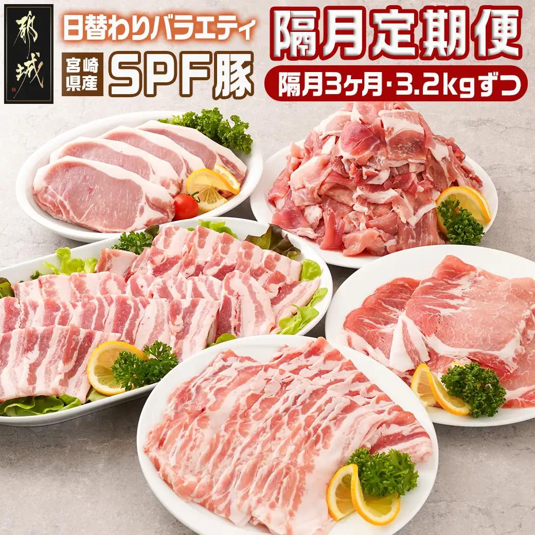 ≪隔月3回お届け≫「宮崎SPF豚」日替わりバラエティセット定期便〔T48-3-K902〕_(都城市) 宮崎県産豚 小間切れ ロース 肩ローススライス バラ ステーキ 焼肉 しゃぶしゃぶ 真空