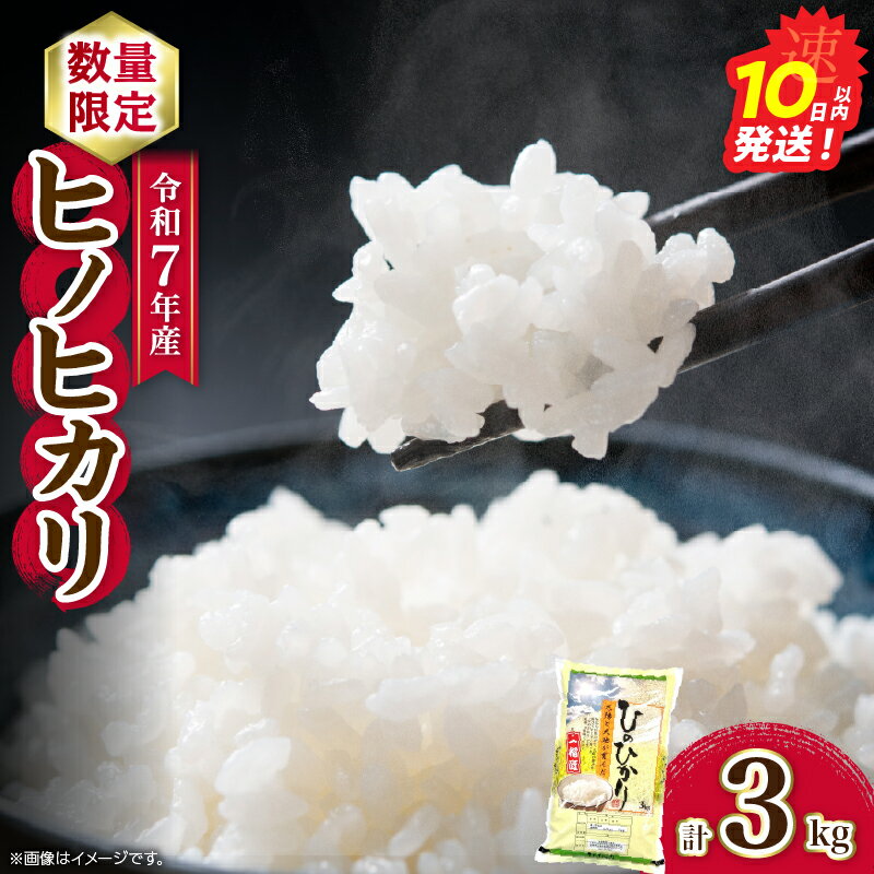 【ふるさと納税】令和7年産 ヒノヒカリ 計3kg お米 ご飯 ライス 国産 数量限定 人気 食品 精米 白米 ひのひかり 有洗米 おにぎり お弁当 炊き込みご飯 雑炊 ギフト プレゼント 贈り物 お取り寄せ 産地直送 宮崎県 日南市 送料無料