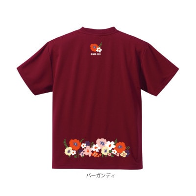 JTTA公認　卓球ユニフォーム【男女兼用(ドライ):Mサイズ】フラワー2　バーガンディ