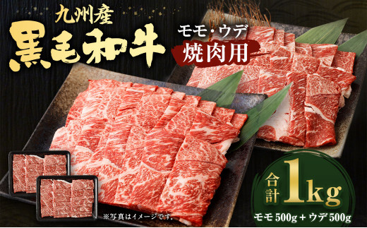 
九州産 黒毛和牛 焼肉用 モモ ウデ 各500g 計1㎏ 国産
