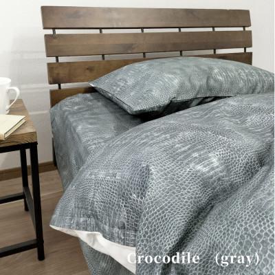 ふるさと納税 和泉市 【シングル】『大人カッコいい』レザー調プリント綿100%掛ふとんカバー(クロコダイル)BTC-SGY |  | 02