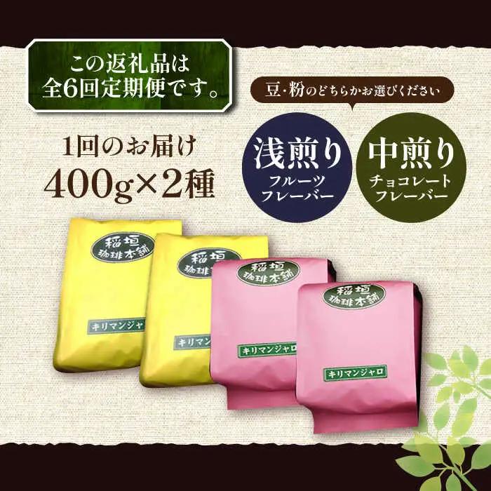 【全6回定期便】キリマンジャロ コーヒー 2種 ( 浅煎り フルーツフレーバー ＆ 中煎り チョコレートフレーバー )[VAS192]珈琲 コーヒー 