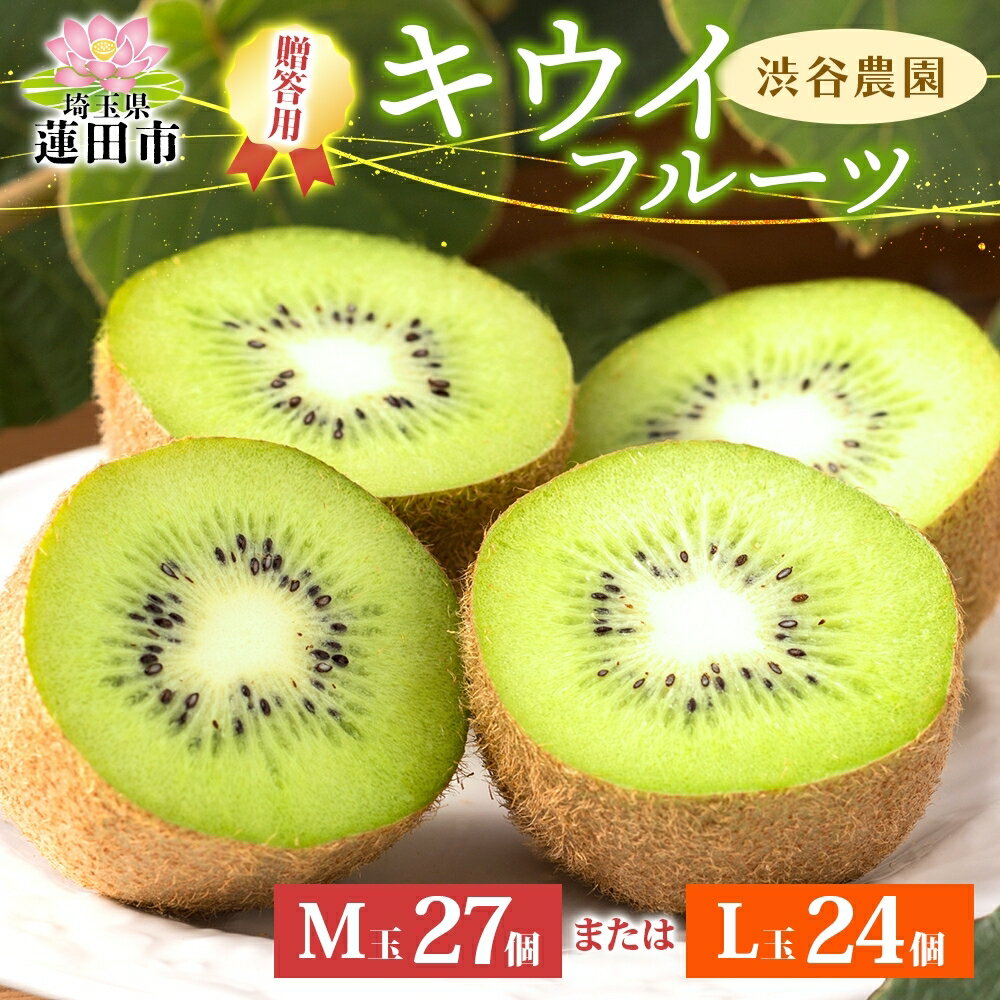 【ふるさと納税】渋谷農園 キウイフルーツ 贈答用 L玉24個 M玉27個 キウイ グリーン グリーンキウイ フルーツ 栄養 ビタミンC 食物繊維 酵素 カリウム 葉酸 ビタミンE 果実 果物 お取り寄せ ご当地 送料無料 埼玉県 蓮田市　お届け：12月上旬から4月末まで
