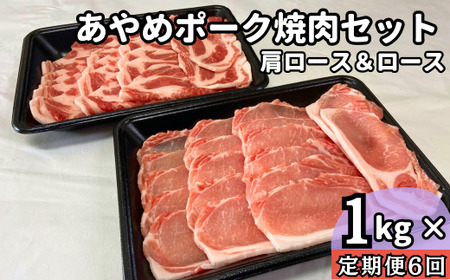 【定期便6ヶ月】あやめポーク焼肉セット　肩ロース（500g）＆ロース（500g）計1kg