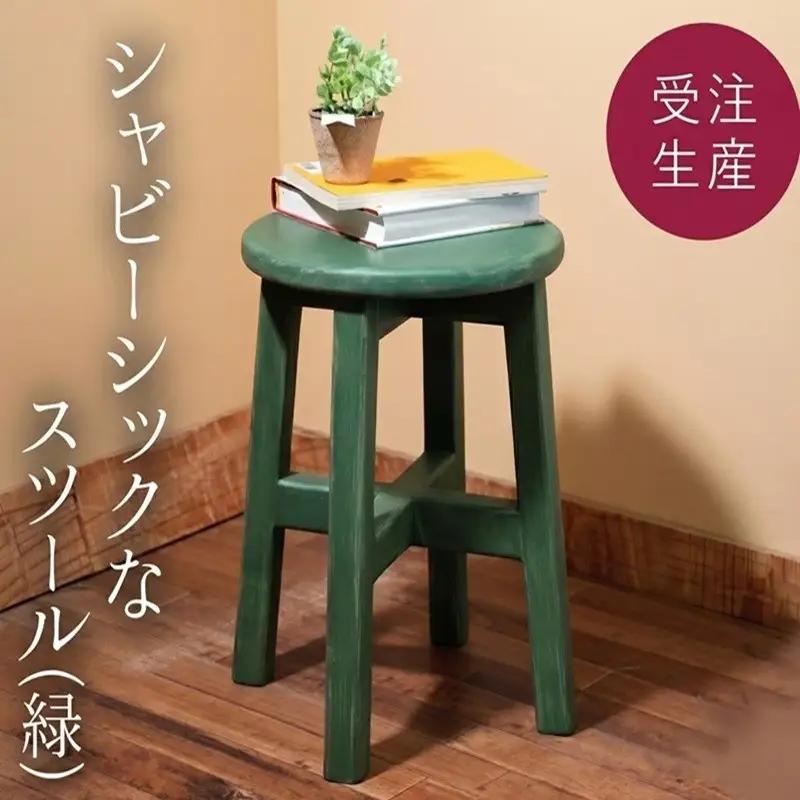 シャビーシックなスツール「緑」　アンティーク調 【受注生産商品】 いす 椅子 スツール AA003