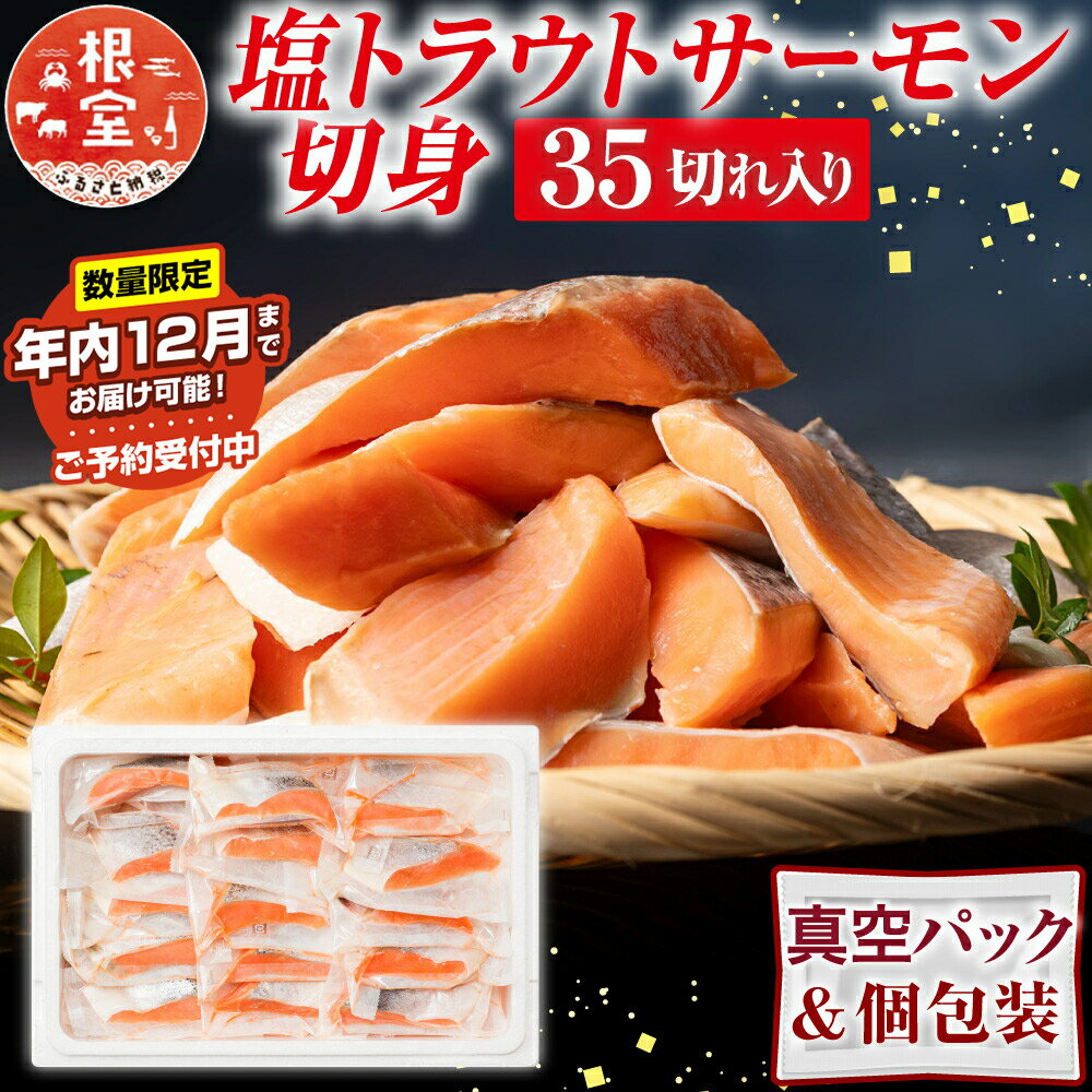 【ふるさと納税】★年内 12 月お届け、数量限定でご予約受付中★ 塩トラウトサーモン切身 1 切真空 × 35P 鮭 さけ サケ しゃけ シャケ 魚 さかな サカナ 真空 個包装 切り身 お取り寄せ グルメ 海鮮 北海道 根室市 ふるさと納税 A-09153