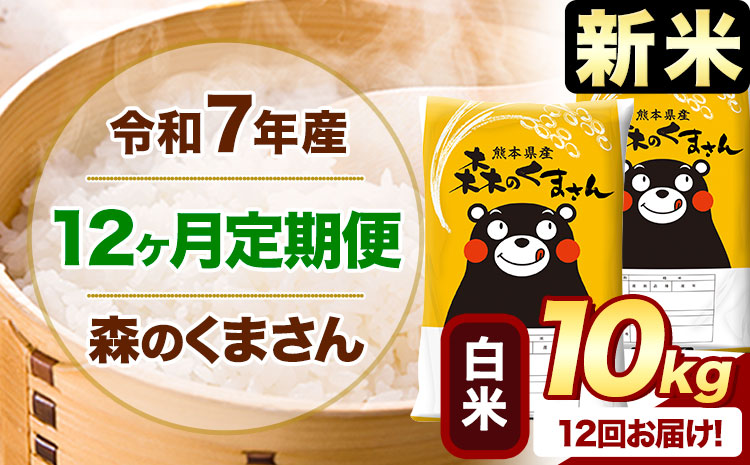 【12ヶ月定期便】新米 令和7年産 白米 森のくまさん 10kg 5kg×2袋 《1月から出荷開始》 熊本県産 白米 精米 米 こめ コメ お米 kome---mifune_lcl_670_jan12---