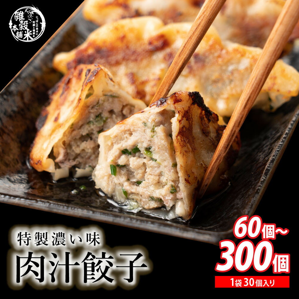 【ふるさと納税】居酒屋監修 ガツンと濃い味 冷凍餃子 肉汁餃子（60個/90個/150個/300個） | 冷凍庫に常備したいパリパリ皮から肉汁じゅわっ　国産野菜と豚肉の旨みあふれる本格ごちそう餃子おつまみに